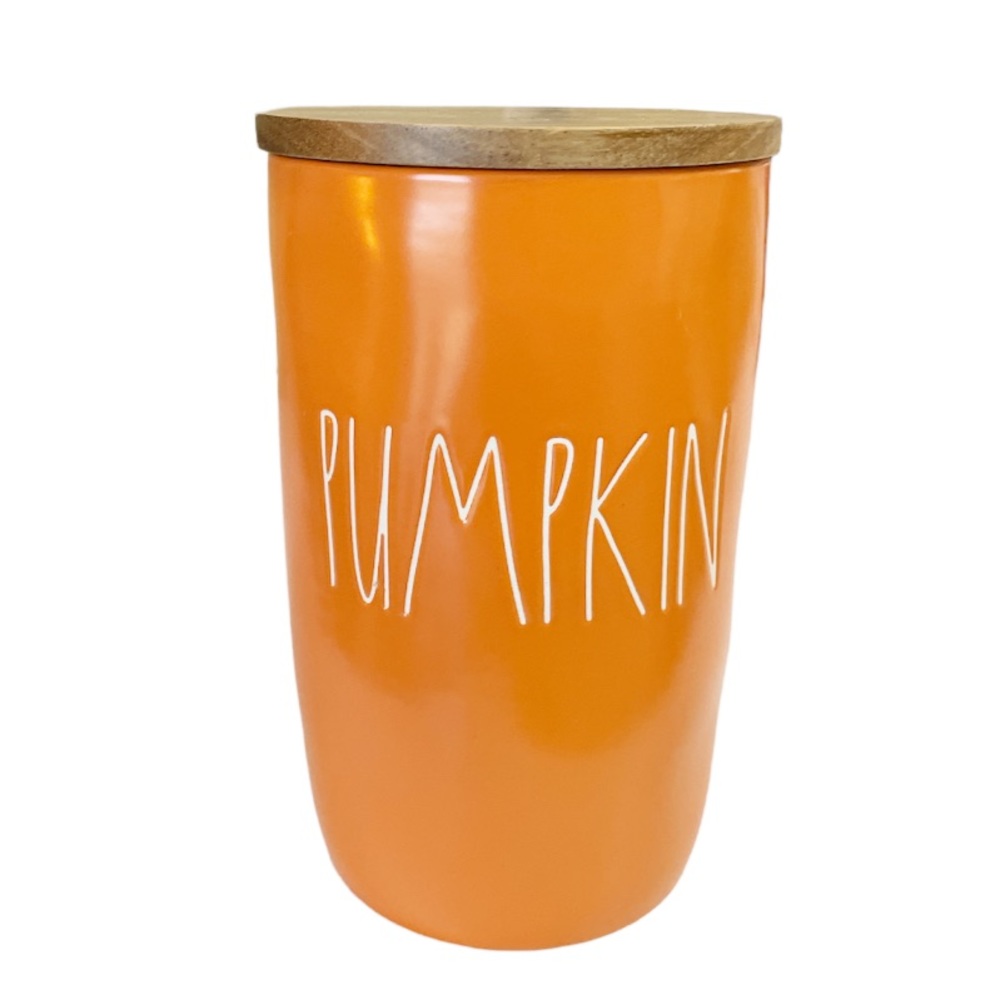NEW Rae Dunn PUMPKIN Canister with Wooden Lid 🍂🍁🎃🍁🍂